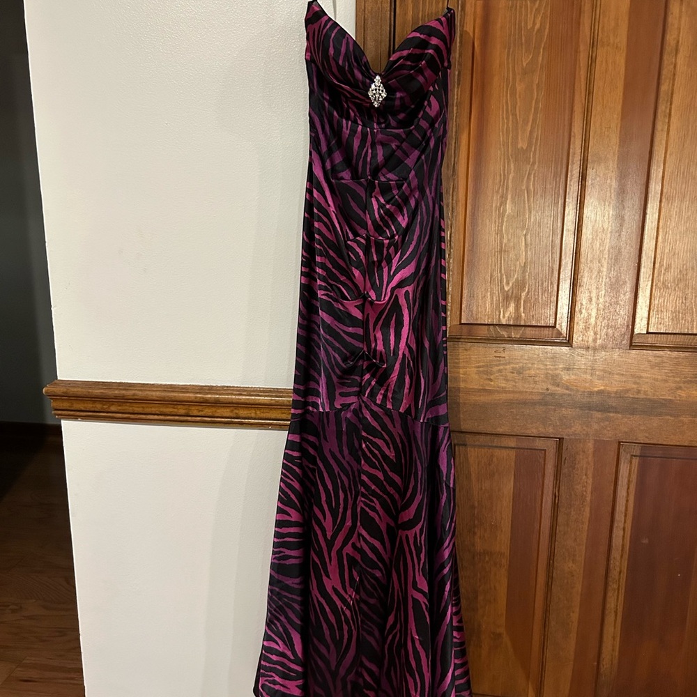 Zebra stripe prom/Mardi Gras gown